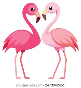 Cute Pink Flamingo Couple Making Heart | Summer Vacation Background of Flamingo