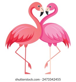 Cute Pink Flamingo Couple Making Heart | Summer Vacation Background of Flamingo