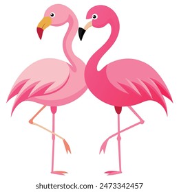 Cute Pink Flamingo Couple Making Heart | Summer Vacation Background of Flamingo