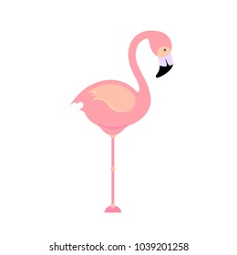 Cute Pink Flamingo Icon Vector Illustration.