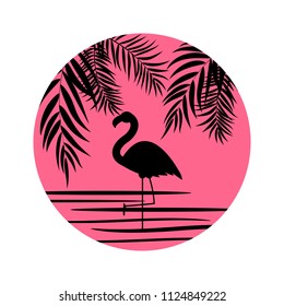 Cute Pink Flamingo Icon Vector Illustration EPS10