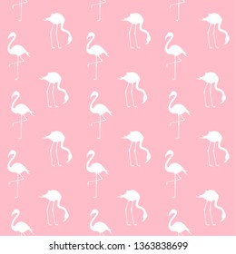 Cute Pink Flamingo Seamless Repeat Pattern. Vector.