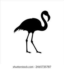 Cute pink flamingo silhouette isolated on white background. Flamingo icon vector illustration design.