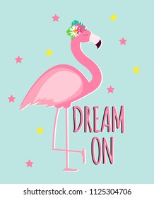 Cute Pink Flamingo Summer Background Vector Illustration EPS10