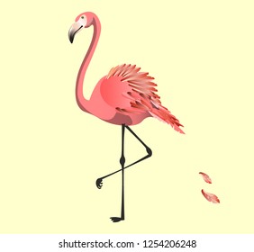Cute pink flamingo vector