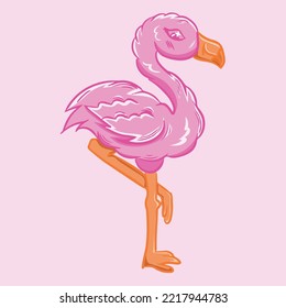 Ilustración vectorial de flamingo rosa