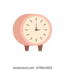 Cute Pink Flat Alarm Clock. Cartoon Style Pink Alarm Clock. Pastel Pink Alarm Clock Illustration. Adorable Pink Clock in Flat Design - Powered by Shutterstock - Get 15% off with code: PIKWIZARD15