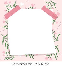 Cute pink floral notepad memo pad background