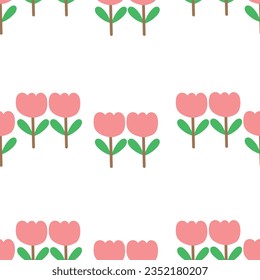 Cute pink floral pattern, cartoon seamless background, vector illustration, wallpaper, textile, bag, garment, fashion design