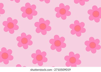 Cute Pink Floral Seamless Pattern for Decorative Designs