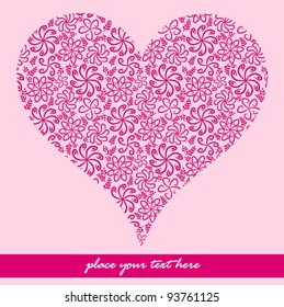 Cute pink floral Valentine's day Heart