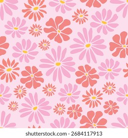 Lindo Vector floral rosa sin patrón de repetición.