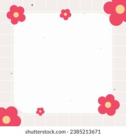 Cute Pink Flower with Framework Grid Background. Memo pad