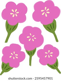 cute pink flower pattern illustration art