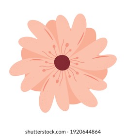 süßrosa Blumenfeder-Symbol, Vektorgrafik-Design
