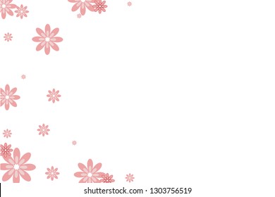 cute pink flower white background.with space.