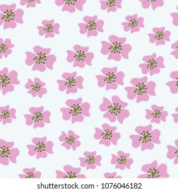 Cute pink flowers seamless pattern background vector