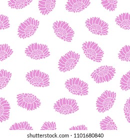 Cute pink flowers seamless pattern background. Vector. Ideal for fabric, wallpaper in the nursery, the coating surface, decoration of children's products, greeting cards and more.