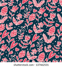 cute pink  flowers seamless pattern