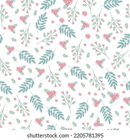 cute pink flowers seamless pattern