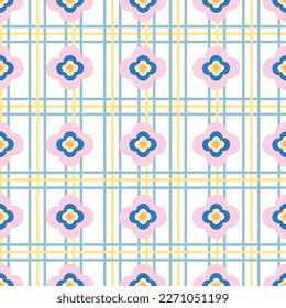 cute pink flowers seamless pattern