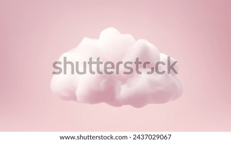 Cute pink fluffy cloud floating softness cloudscape beauty feminine 3d icon realistic vector illustration. Abstract overcast air atmosphere environment climate fairytale dreamy fantasy cumulus weather