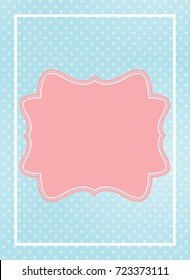 Cute Pink Frame in Blue Dotted Background Vector Illustration EPS10