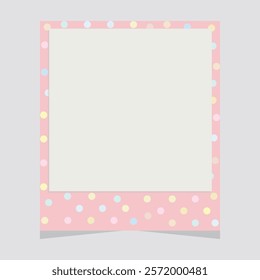 Cute Pink Frame with Colorful Dots Vector. Adorable pink frame adorned with multicolored dots. Suitable for invitations, scrapbooking, or children’s stationery