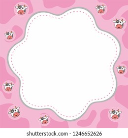 Cute pink frame  with cow vector