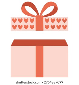 cute pink gift box vector illustration for valentines and mother day isolated vector illustration on white background