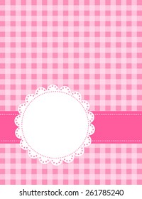 Cute pink gingham pattern with a lace frame / border 