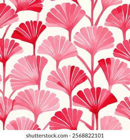 Cute pink ginkgo leave seamless watercolor pattern background. Leave vector illustration. Watercolor print in rustic vintage style, textile or wallpapers.