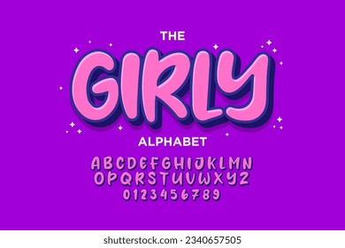 cute pink girly alphabet design