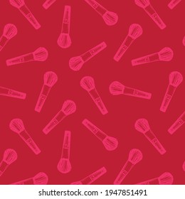 Cute pink girly background with makeup brushes