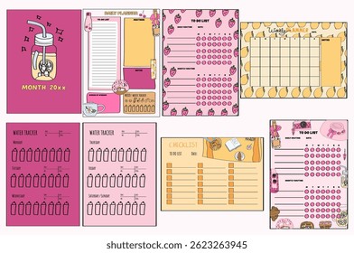 cute pink girly planner and journal page designs collection.