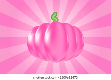Linda calabaza de textura brillante rosa, con fondo vintage starburst. Decoración caída venta o Anuncio de promoción.