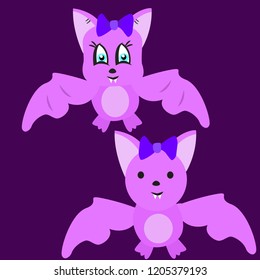 Cute Pink Halloween bats vector, as a bat illustration ready for the children book, Halloween party or just as a nice bats clip art .