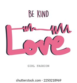 Cute pink hand drawn text for kids fashion and fabrics print.