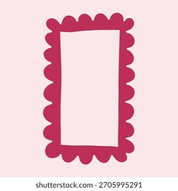 Niedliches rosa handgezeichnetes vertikales Doodle-Rahmen mit abgerundeter dekorativer Umrandung
