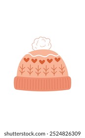 Cute pink hat illustration on white background. Vector 