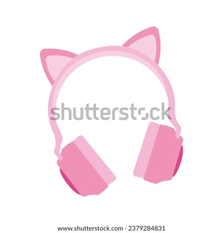 Cute Pink headphones, gamer girl, 2000s fashion, vector illustration isolated on white background