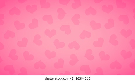 Cute pink heart background. Vector love hearts texture on soft gradient pink background. Valentines day wallpaper, abstract minimal design