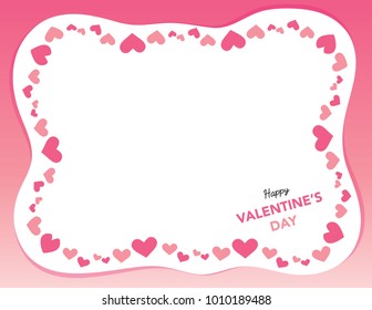 Cute Pink Heart frame layout template for Valentine's day. Vector isolated. White Background.