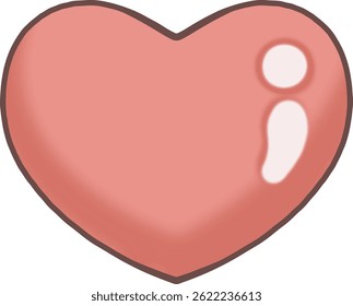 Cute pink heart icon with white shadow
