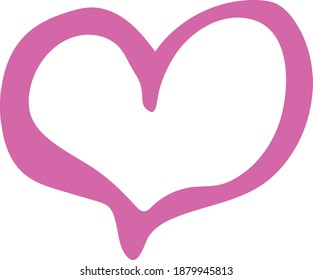 Cute pink heart isolated vector illustration valentine heart