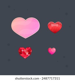 Cute Pink Heart Pop Up Window Banner Or Sticker Frame Hearts Icons Set Isolated Vector Design