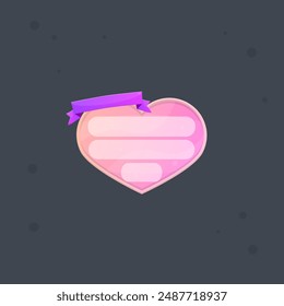 Cute Pink Heart Pop Up Window Banner Or Sticker Frame Notes Ribbon Isolated Vector Design