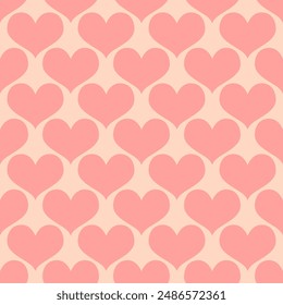 Cute pink heart seamless pattern. Vector love hearts pink geometric texture on pastel background. Valentines day print, trendy abstract minimal design for prints, wrapping paper, wallpaper.