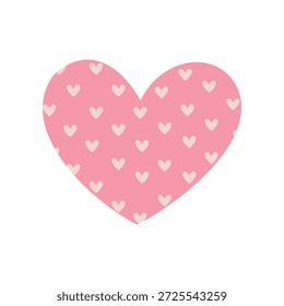 Cute Pink Heart with Small Heart Pattern in Flat Style