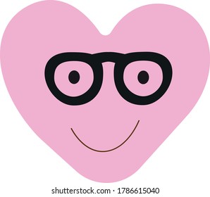 Cute pink heart, smile. vector illustration